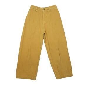 Day to Day Blu Pepper Mustard Yellow Cotton High Rise Wide Leg Pants 28
